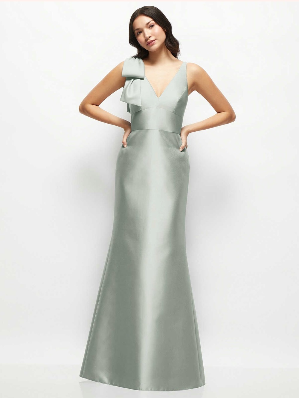 Dessy Linden Dress in Willow Satin Twill